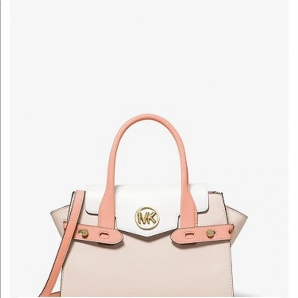 New Michael Kors Carmen Medium Color-Block Belted Satchel bag